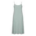 thumbnail image 6 of Kvture Women's Spaghetti Strap Maxi Dress Loose Fit Casual Solid Color Slit Hem Cami Dress Lightweight Summer Beach Green, 6 of 6