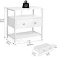 thumbnail image 2 of YEXJ 27 inch Nightstand Side Table with 1 Layer of Wooden Drawers，Nightstand with Charging Station,End Table Bedside Table with USB Ports and Outlets-1, White, 2 of 14
