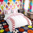 thumbnail image 2 of Erosebridal Light Purple Drippy Baseball Print Twin Bedding Sets, Sports Monogram Bedding Comforter Set for Kids Boys and Girls, Reversible 7pcs, 2 of 6