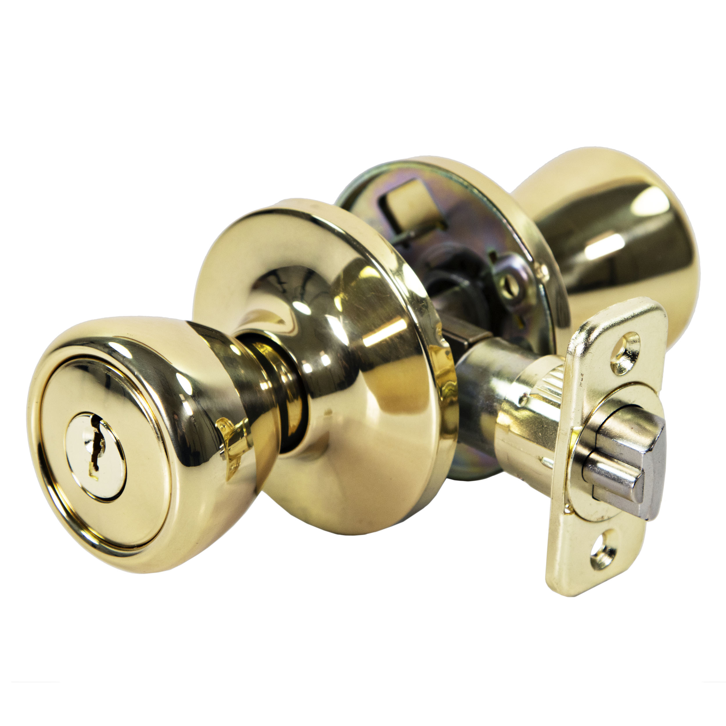 Ultra Security Rittenhouse Keyed Entry with Deadbolt Tulip Door Knob - Security Keyed Entry with Deadbolt Lockset, KW1 Keyed Entry, Fits 1-3/8" To 1-3/4" Thick Door (Polished Brass Finish, 1 Pack) - image 5 of 10