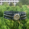 thumbnail image 3 of GHSDFBB Boho Handmade Natural Stone Bead 3 Row Wide Wrap Wrist Statment Bracelet Jewelry Collection, 3 of 7