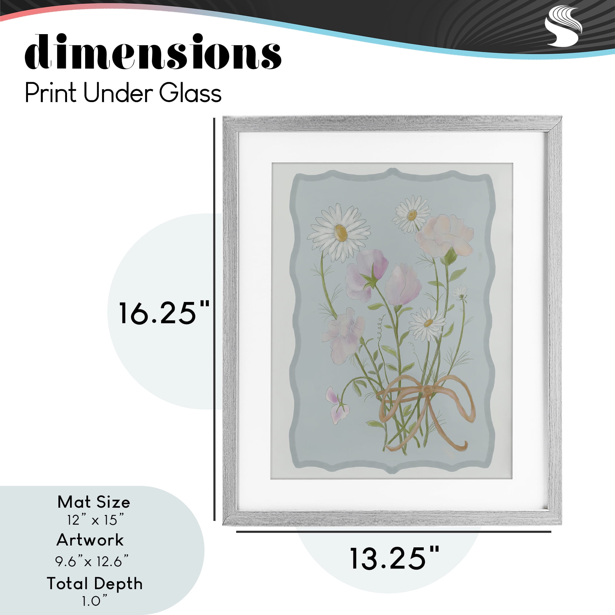Spring Cottage Clippings Gray Framed Print Under Glass, design by Leslie Hermosa