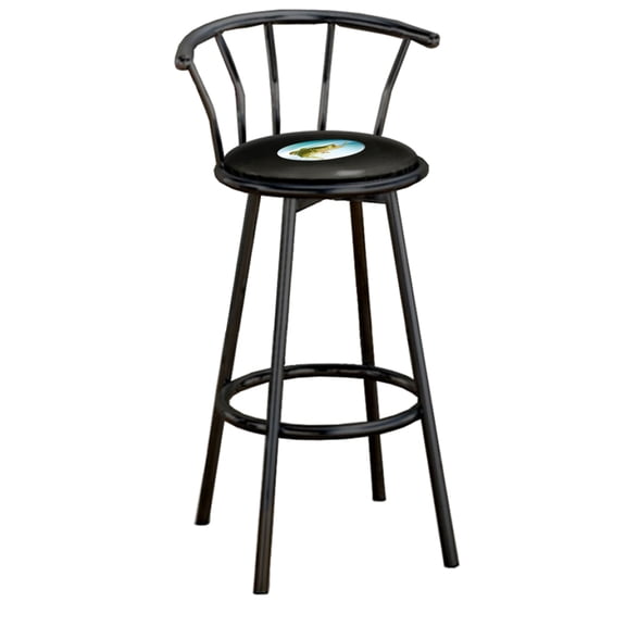 The Furniture King Bar Stool Black Metal Finish with an Animal Themed Decal (Bass - Black)