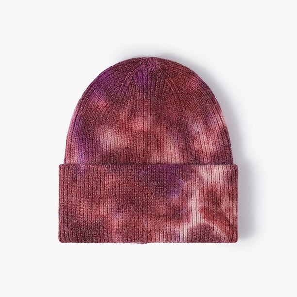High Quality Fashion Women Men Autumn Winter Warm Beanie Hat Tie Dye Lady Male Knitted Wool Beanies Hat Cap For Women MenOne Size He Qiyong unisex