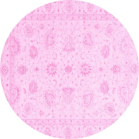 Ahgly Company Indoor Round Oriental Pink Traditional Area Rugs, 5' Round