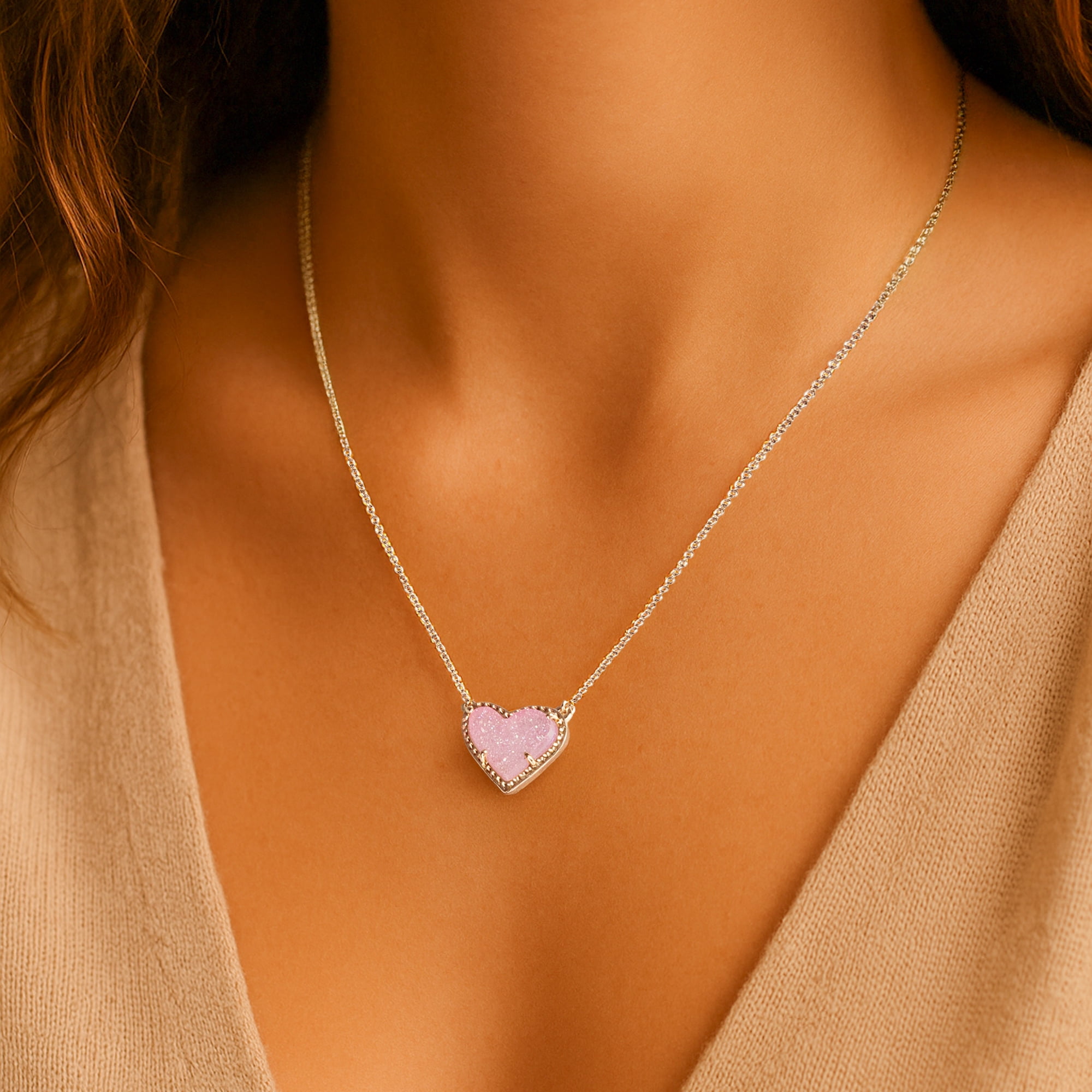 Kendra Scott, Necklace, 4217704865, Rose Gold-Plated Pink Drusy