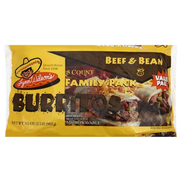 Lynn Wilson's Beef & Bean Family Pack Burritos 8 Ct Package Walmart