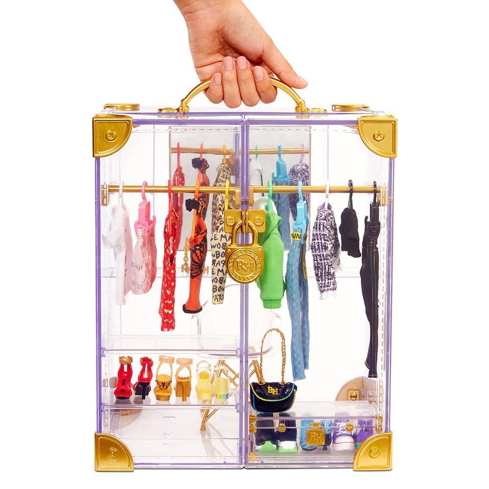 Rainbow High™ Deluxe Fashion Closet Playset – Create 400+ Fashion Combinations! Portable Clear Acrylic Toy Closet Features 31+ Fashion forward pieces