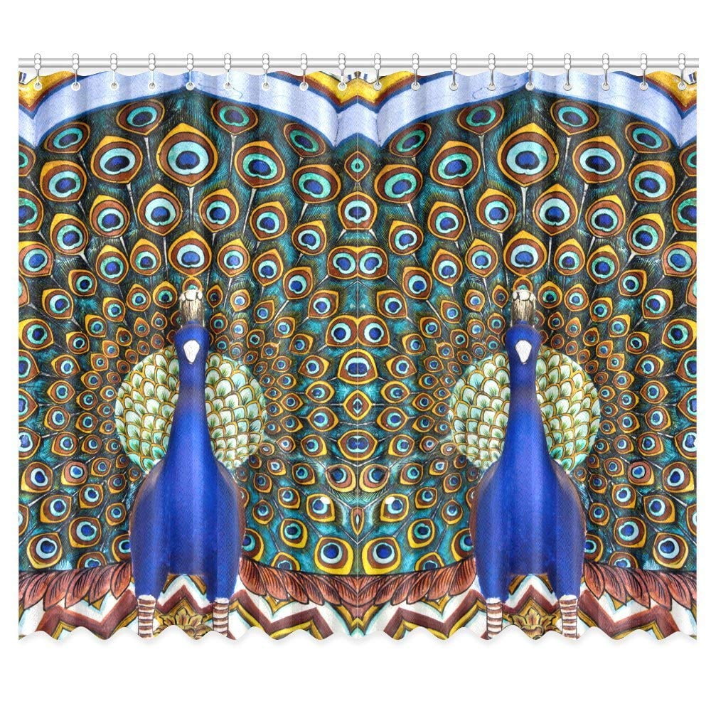 CADecor Peacock Feather Window Curtain Window Treatments Kitchen ...