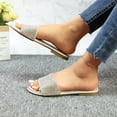 thumbnail image 3 of GJPBGK Women’s Rhinestone Slide Sandals Flat Open Toe Sandals One-Strap Slip-On Summer Slippers for Evenings, Travel, and Everyday Outfits, 3 of 6