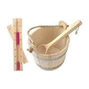 Pitycbo Sauna Bucket with Ladle Sauna Hourglass Timer 5L for Bath Steam Saunas Room