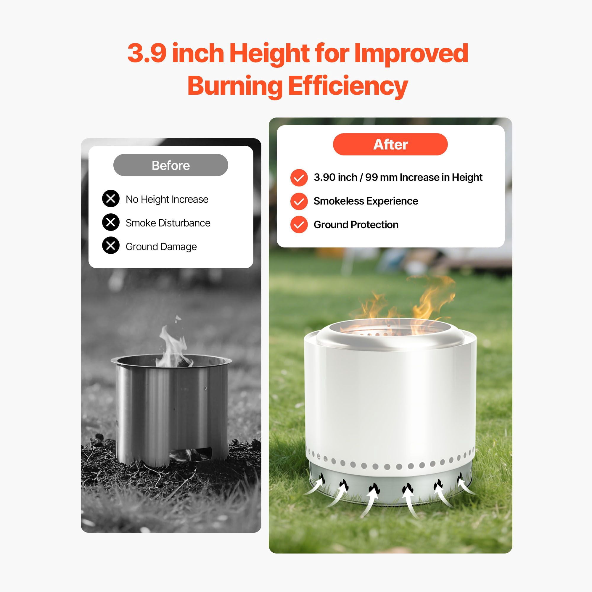 Fire Pit Stand for Solo Stove Bonfire 27 Inch Stainless Steel 132 lbs Capacity for Camping Backyard
