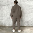 thumbnail image 5 of Women's Half Zip Stand Collar Sweatsuit Set, Long Sleeve Pullover & Joggers, Athletic Two Piece Set, Winter Workout Outfit, Running Yoga Gym Set Brown XXXL, 5 of 8