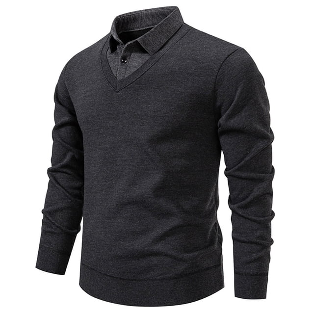 Blusa y camisa de manga larga con cuello vuelto para hombre, camisa de punto con bloques de color, blusa ajustada de manga larga con cuello vuelto y medio botón, blusa de poliéster para hombre