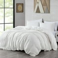 thumbnail image 2 of Chezmoi Collection 3-Piece Cotton Clip Jacquard Duvet Cover Set King, Boho Chic Textured Tufted Basketweave Striped Comforter Cover with Button Closure, White, 2 of 9
