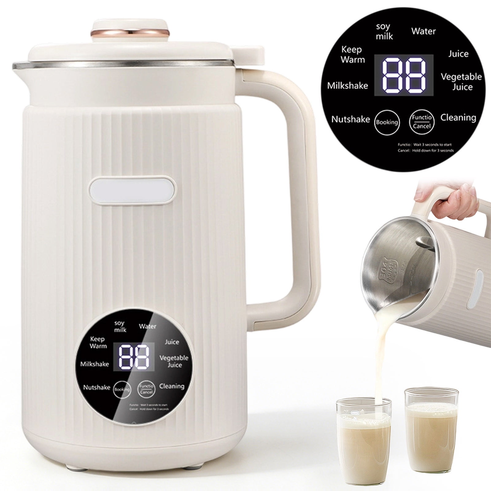 YYUZH 1.2L Mini Nut Milk Maker, No Filter Soy Milk Blender with Timer and Keep-Warm, One-Button Cleaning, Multi-Function Kitchen Appliance for Family Use