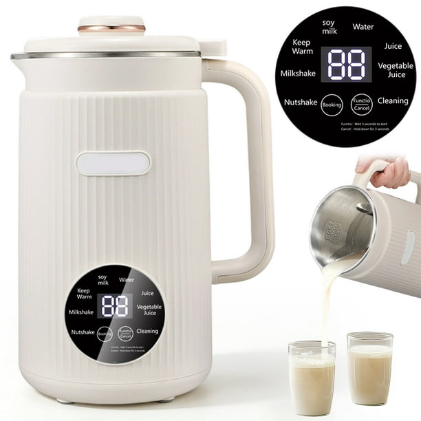 Máquina para hacer leche vegetal | Licuadora de leche de soja y avena con temporizador y función para mantener caliente | Capacidad de 1,2 L para uso familiar