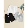 thumbnail image 3 of Nygoyerh Toddler Baby Boys 3-Pack Shorts Solid Color Elastic Waist Jogger Shorts Infant Boys Casual Drawstring Active Short Pants for Daily Sports Vacation 0-3 Years, 3 of 8
