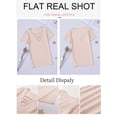 thumbnail image 5 of Asyoly Womens Tops Strappy Hollow-Out Neck Rib Knit T Shirt Casual V Neck Solid Short Sleeve Tees Tops for Daily, 5 of 6