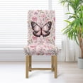 thumbnail image 4 of Xoenoiee Pink Butterfly Flower Print Chair Covers for Dining Room, Stretch Dining Chair Cover, Washable Spandex Kitchen Parsons Chair Slipcovers for Home Party, 1 Set, 4 of 7