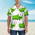 thumbnail image 5 of Cute Cartoon Green Caterpillars Men's 3d Print Casual Button Down Shirts, Novelty Hawaiian Short Sleeves L, 5 of 8