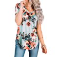 thumbnail image 1 of Women Floral Print Short Sleeve V Neck Tee Shirt, 1 of 10