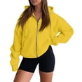 thumbnail image 6 of Women's 2 Piece Outfits Long Sleeve Zip Up Hoodie Wide Leg Pants Matching Sweatsuits Sets Yellow M, 6 of 7