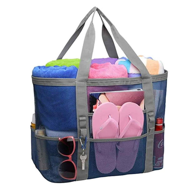 Bolsa de playa grande, bolsas de piscina, bolsa de playa de malla para juguetes, toallas, chanclas, bolsa de playa, 42*38*20cm
