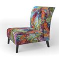 thumbnail image 3 of Designart "Pop Art Palm Trees II" Multi-Color Floral Upholstered Accent Chair - Traditional Arm Chair For Bedroom, 3 of 7