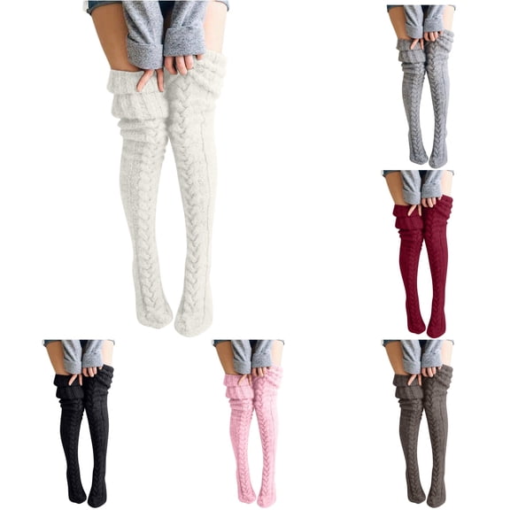 Daznico Women's Cable Knit over the Knee Boot Socks Thick Warm Stretch Slouch Stackable Long Thigh High Winter Leg Warmers