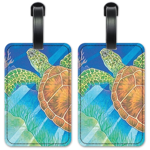 Sea Turtle - Luggage ID Tags / Suitcase Identification Cards - Set of 2