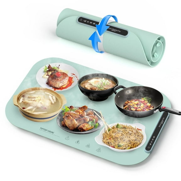 Tiptop Home Electric Warming Tray, Full Surface Heating Mat Food Warmer with 3 Adjustable Temperature Control, Rollable & Portable for Parties Buffets