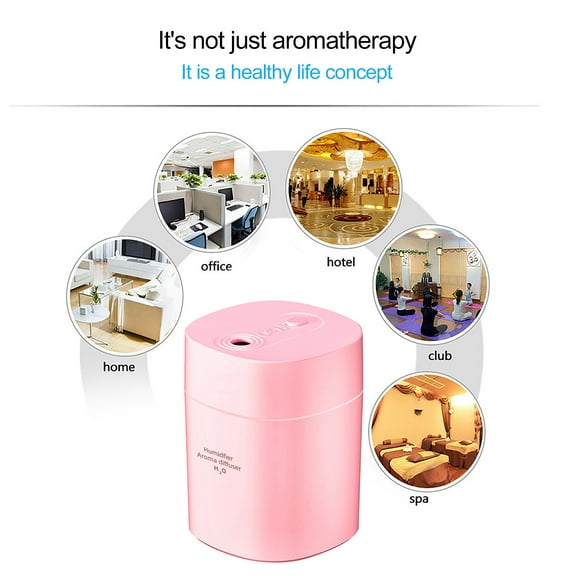 AZXY Small Humidifier Cool Mist,Vaporizers and Humidifiers for Bedroom,Air Humidifier for Large Room Plants Car,Desktop Travel Humidifiers with Night Light Pink