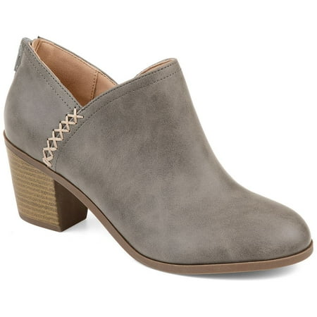 Journee Collection Women's Manda Booties Stacked Heel Zip Gray Size 8 M