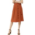 thumbnail image 4 of INSPIRE CHIC Falda Acampanada A Media Pierna Con Cinturón Y Cintura Alta Informal Con Botones Delanteros Para Mujer Caramelo M, 4 of 6