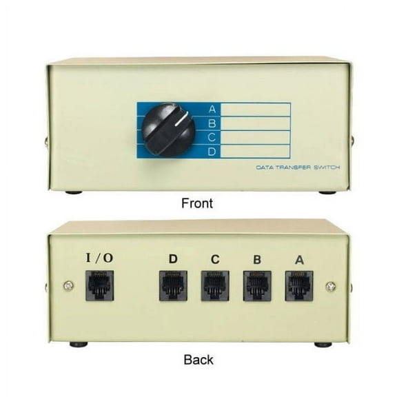 Kentek RJ11 4 Way Manual Data Switch Box Telephone Jack 11 Pin Female I/O ABCD Port Active Phone Devices