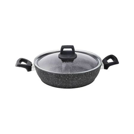 

Karaca Granit Coating Saute Pan Kitchen Cooking Pans Non-Stick Frying Pan with Two Handles and Glass Lid Low Casserole 2.7-qt. (2.5 L) Nonstick Skillet Round Fry Pan Cookware