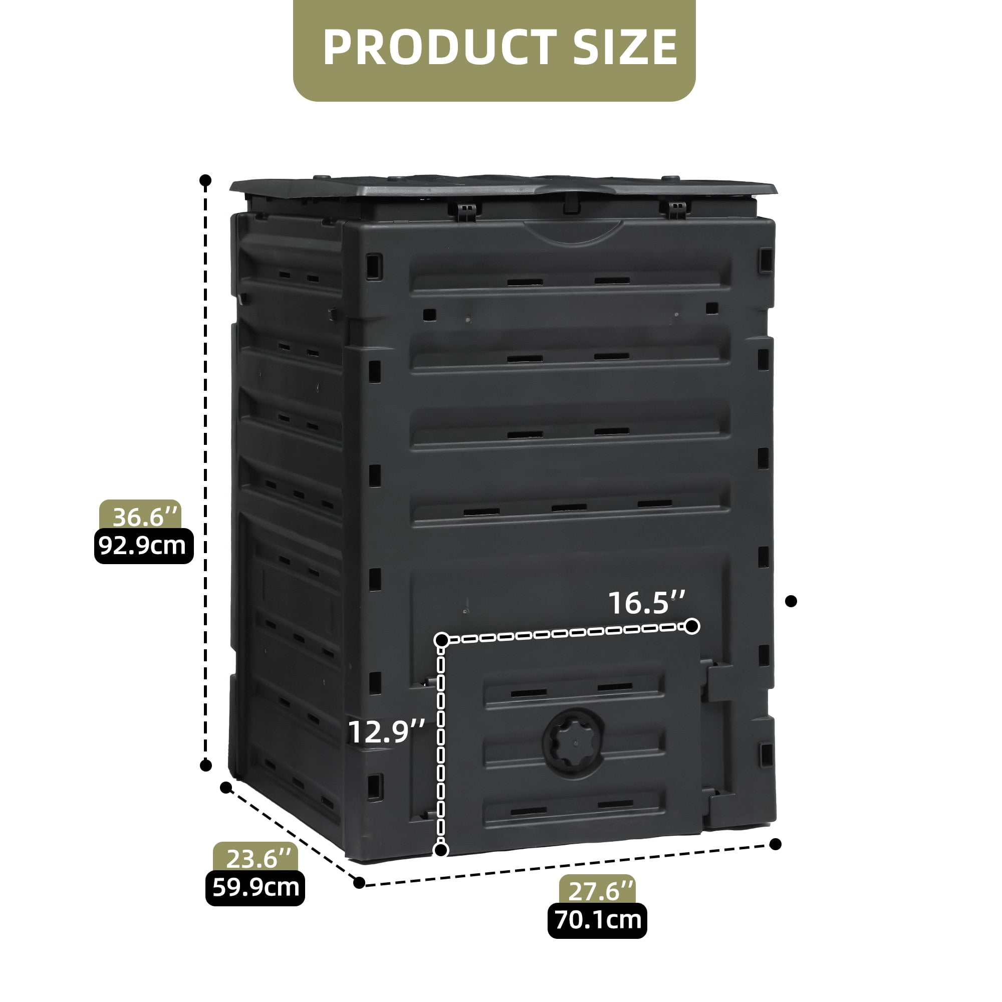 Uforic 120 Gallon Outdoor Compost Bin 450L Large Composter with Snap-On Lid & Aeration System, Lightweight Garden Compost Barrel Tumbler for Yard Lawn, Easy Assembly