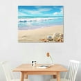 thumbnail image 2 of FLORID  Beach Picture Decor Ocean Painting Canvas Wall Art Prints of Starfish and Seashell on Sandy Seaside Ready to Hang for Living Room Bedroom Office Wall Decor Home Decoration, 2 of 4