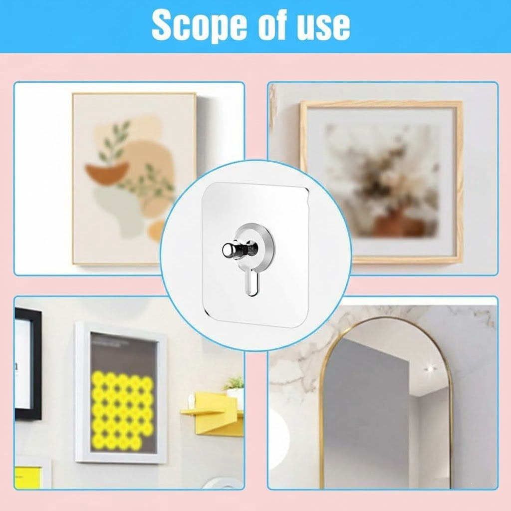 No Drill Screw Stickers, Nail Free Stickers for Walls Heavy Duty, Drill Free Adhesive Hooks Picture Hangers, Self Adhesive Picture Hanging Hooks, No Trace Screw Hook Stickers for Frames, Kitchen