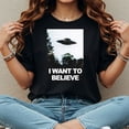 thumbnail image 2 of I Want To Believe UFO Alien Shirt, The X-File TV Series Shirt Men’s And Women’s Graphic Tee 100% Cotton by TBun, Full Sizes S-5XL, 2 of 5
