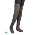 thumbnail image 2 of Deago Women's Cable Knitted Thigh High Boot Socks Long Winter Over Knee Stockings Leg Warmers (Deep Gray), 2 of 5
