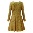 thumbnail image 5 of GZWYHT Dresses for Women 2025,Midi Dresses Women V Neck Manches Long Sleeve Robe Retro Elegant Party Club Casual Dress Floral Dress,Boho Dresses,Yellow Dress,Long Sleeve Dress S, 5 of 8
