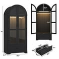 thumbnail image 4 of 71"H Arched Armoire Wardrobe Closet for Bedroom w/ Glass Door & LED Sensor Light, Wooden Wardrobe Closet Clothing Storage Cabinet w/1 Drawer & Hanging Rod, 4 of 10