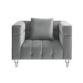 thumbnail image 3 of Inspired Home Bryan Velvet Club Chair, Grey, 3 of 11