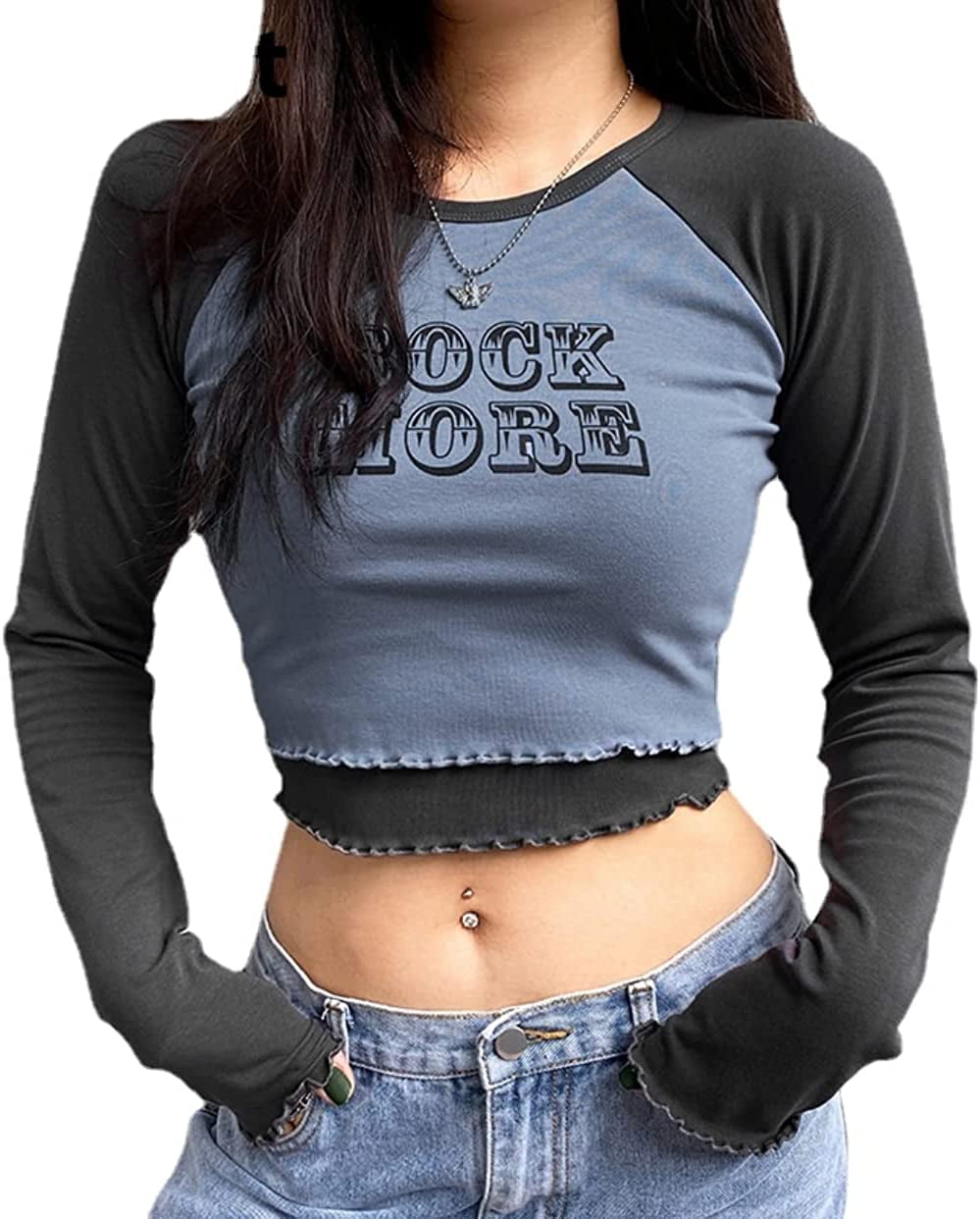 DanceeMangoos Crop Tops for Teen Girls Long Sleeves Crop Tops Cute Crop ...