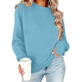 thumbnail image 3 of Jsaierl Womens Sweatshirts Cute Solid Color Round Neck Sweatshirt Oversized Loose Fit Pullover Cotton Jogging Long Sleeve Shirts with Thumbhole, 3 of 7