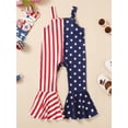 thumbnail image 4 of Bagilaanoe 4th of July Jumpsuit for Toddler Baby Girl Sleeveless Stars Stripes Print Romper Overalls 12M 18M 24M 3T 4T 5T Kids Long Flared Pants Independence Day Outfits, 4 of 6