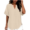 thumbnail image 5 of Kezqiaxn Short Sleeve Tops for Women Summer V-Neck Business Work Blouses Loose Casual Shirts Fashion Clothing, 5 of 9