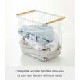 thumbnail image 2 of Yamazaki Home Wire Basket - Two Sizes, White, Steel + Wood, Large, 8.7 gallons, 33 liters, Supports 8.8 pounds, Handles, Water Resistant, No Assembly, 2 of 6